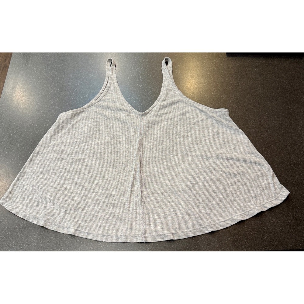 Intimately Free People Tank Top Small Gray Ribbed V-Neck Swing Boho Loungewear